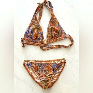Shoshanna orange paisley bikini